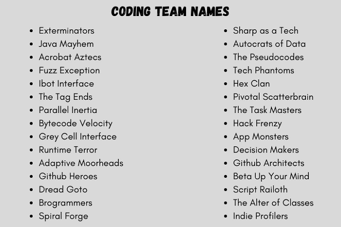 Creative Team Names 1